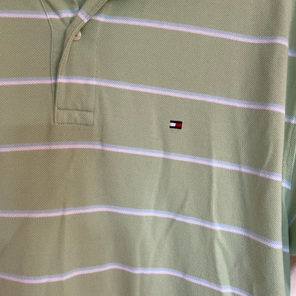 Tommy Hilfiger Men’s Lime Green Striped Classic Pique Polo Shirt XL - Picture 3 of 10